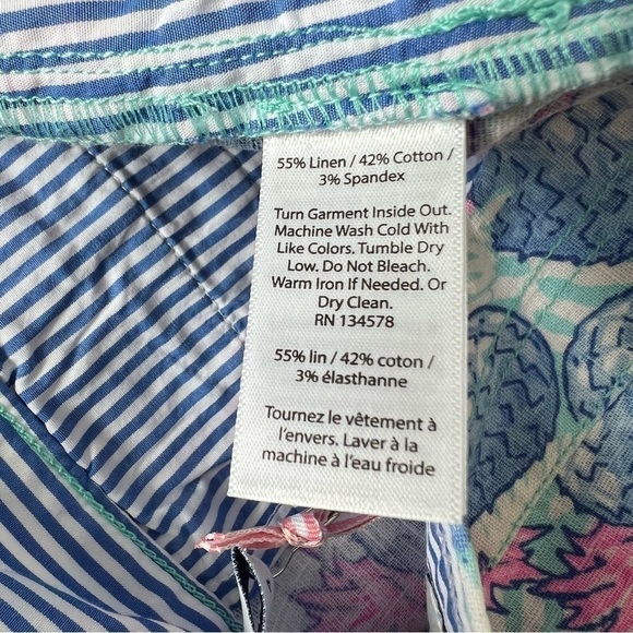 🆕 Vineyard Vines Linen Blend Pineapple Cropped Pants - Picture 9 of 13